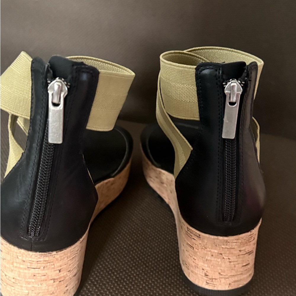 Sorel Women’s Cameron Flatform Wedge Sandal -  Black and Olive Green Size 9 - Picture 4 of 4